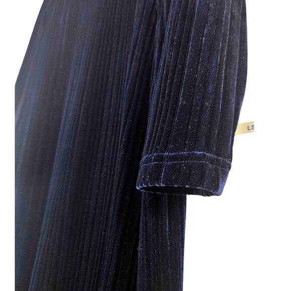 Avon Vintage 90s Navy Blue Ribbed Velvet Dress Witchy Goth Whimsigoth Minimalist - Picture 7 of 7